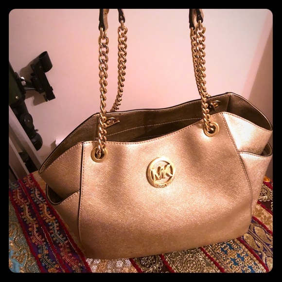 Michael Kors Handbags - Michael Kors Gold Shiny Handbag